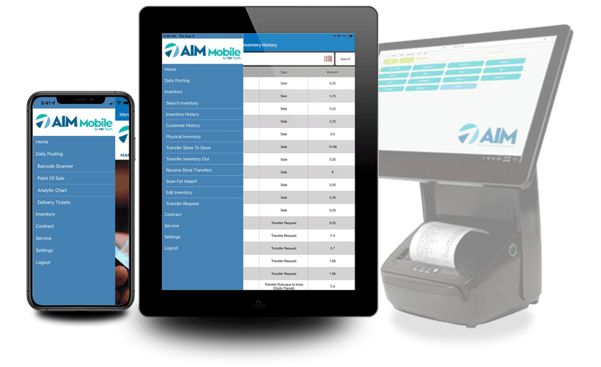 AIM Mobile application screens